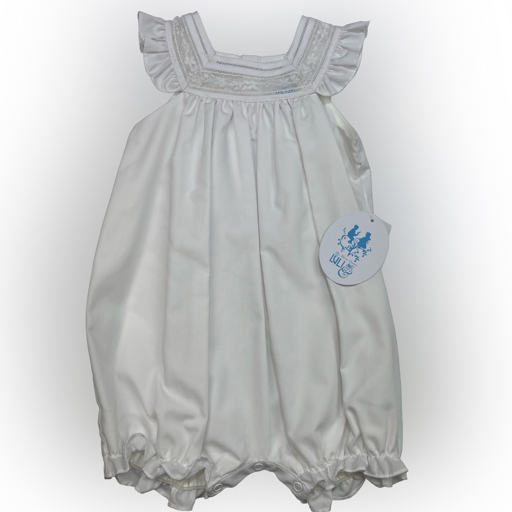 NWT Luli & Me White Ruffle Lace Inset Heirloom Bubble